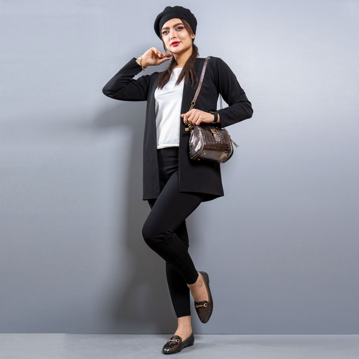 ست كيف و كفش دخترانه رنگ دودي مدلSaylor