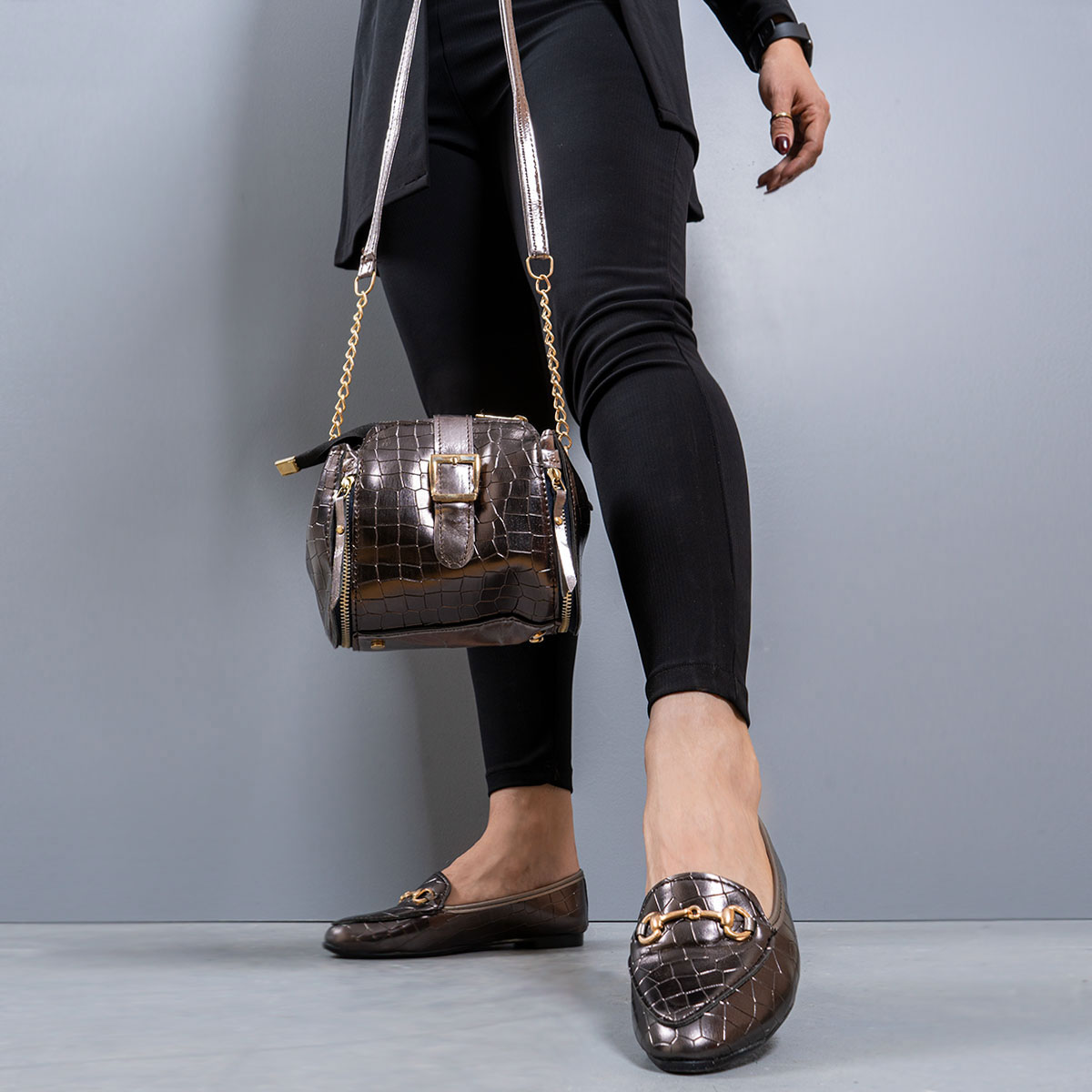 ست كيف و كفش دخترانه رنگ دودي مدلSaylor