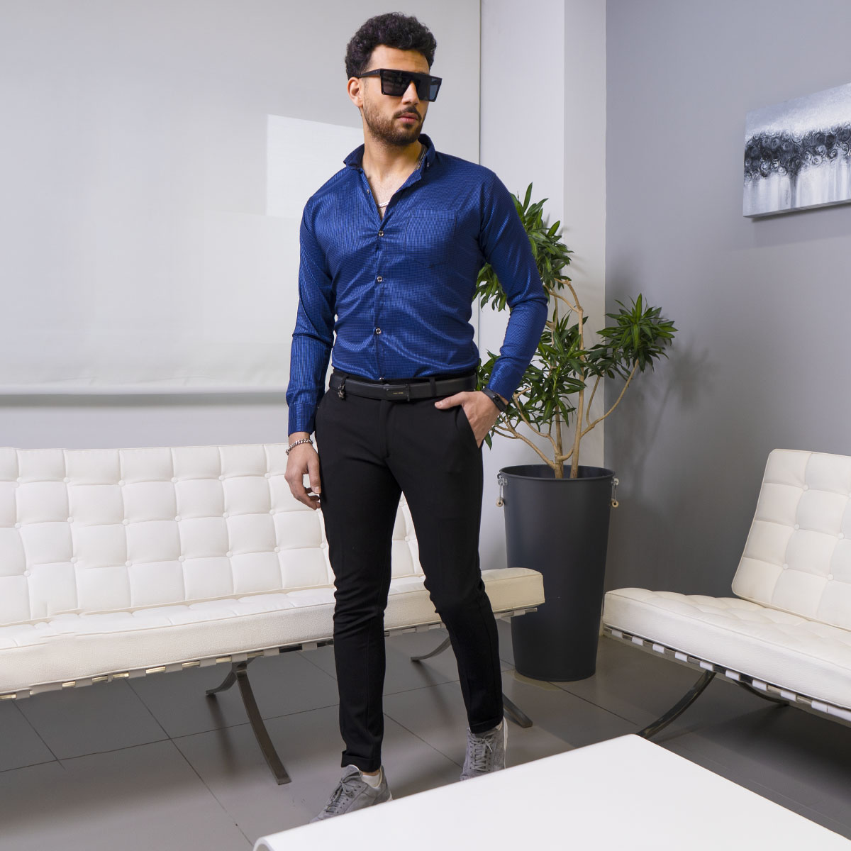 پيراهن مردانه رنگ سرمه اي مدل Advit