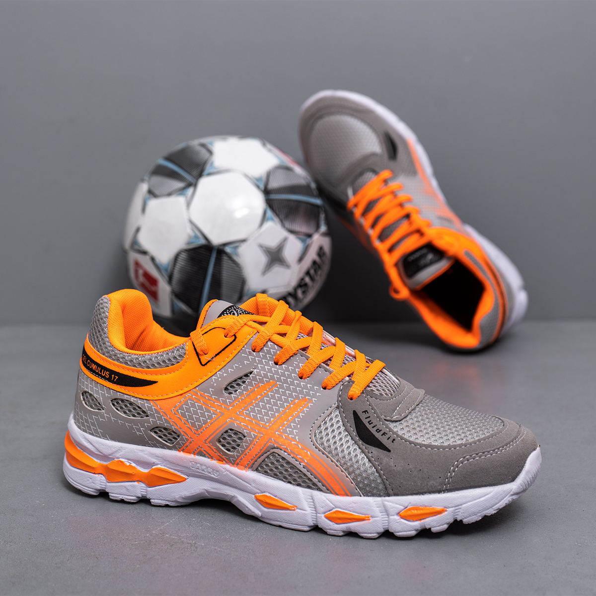 کفش ورزشی اسیکس مردانه طوسی نارنجی مدل kayano