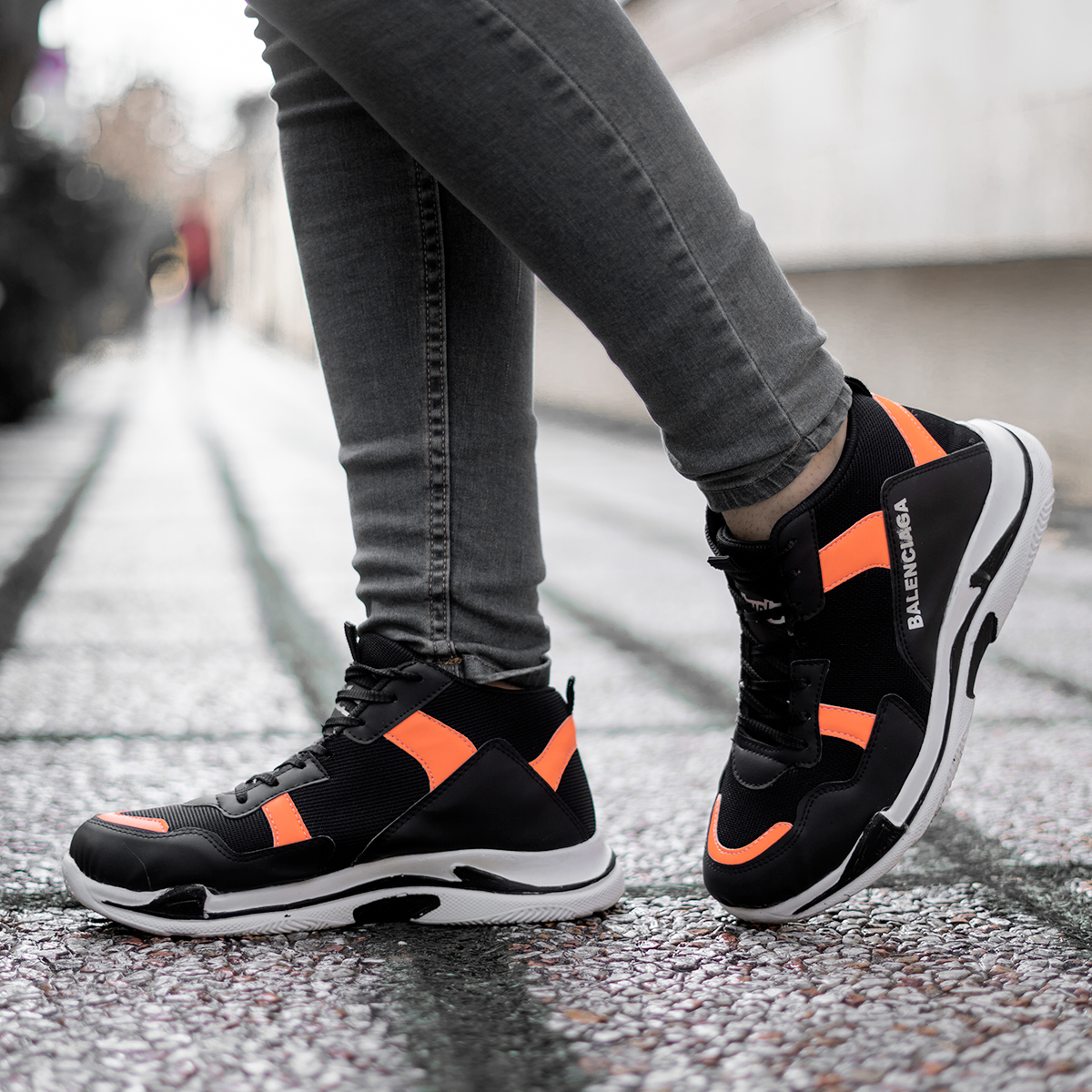 کفش ورزشی ساقدار Balenciaga مردانه مشکی نارنجی مدلDiyan