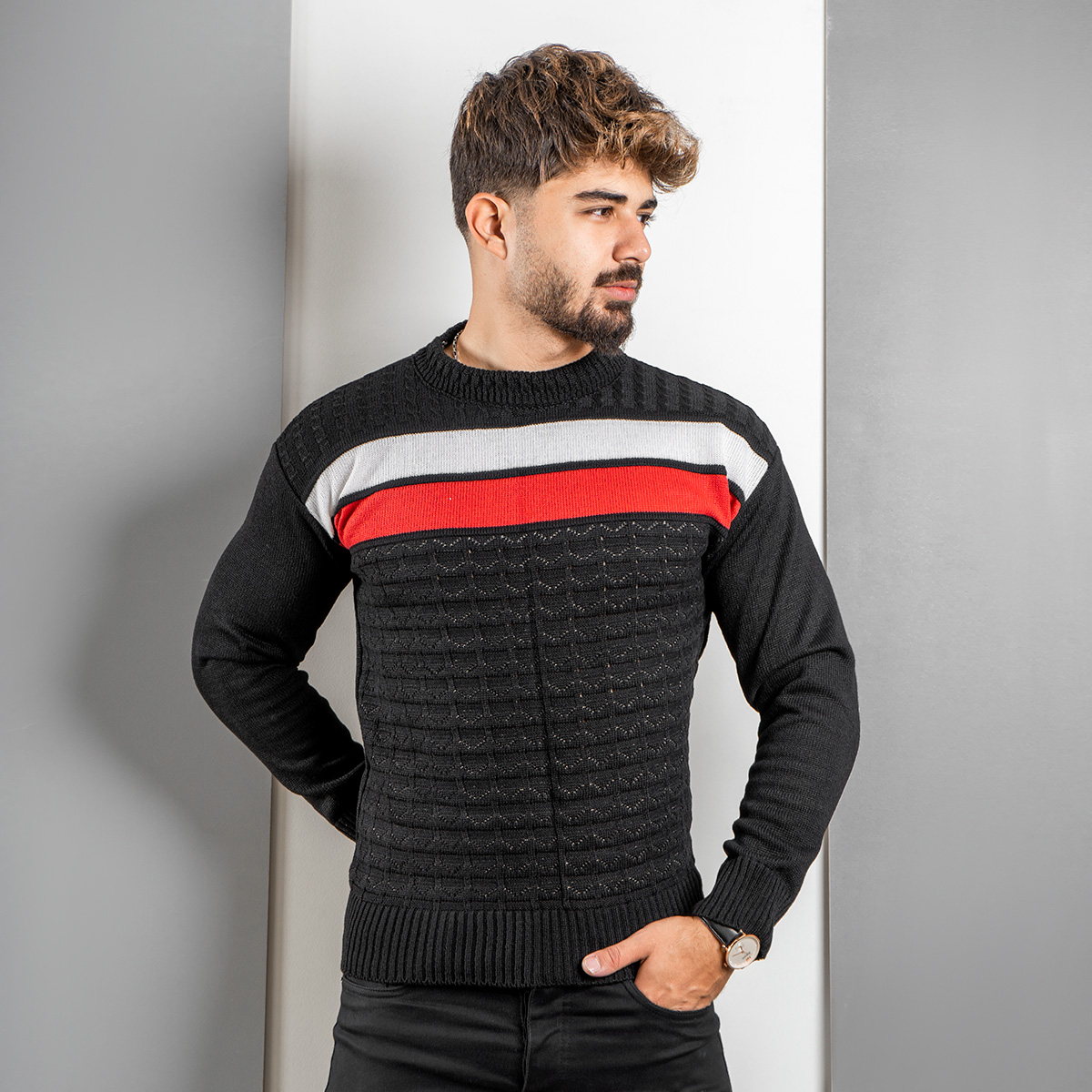 پلیور مردانه (T) یقه گردمدل Ariya	 رنگ مشکی