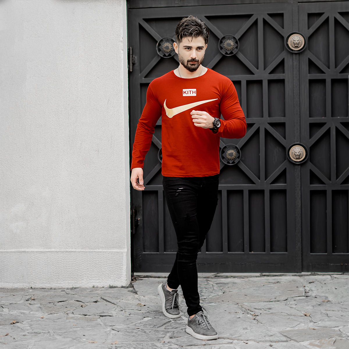 تیشرت آستین بلند مردانه Nike قرمز مدل A77