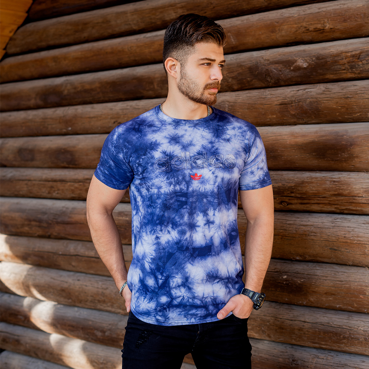 تیشرت ابرو بادی آبی مردانه مدل Adidas