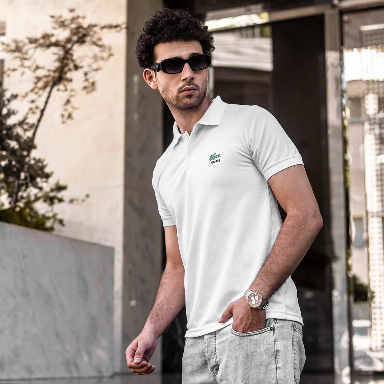 تیشرت مردانه Lacoste جودون-سفید مدل Mahyar