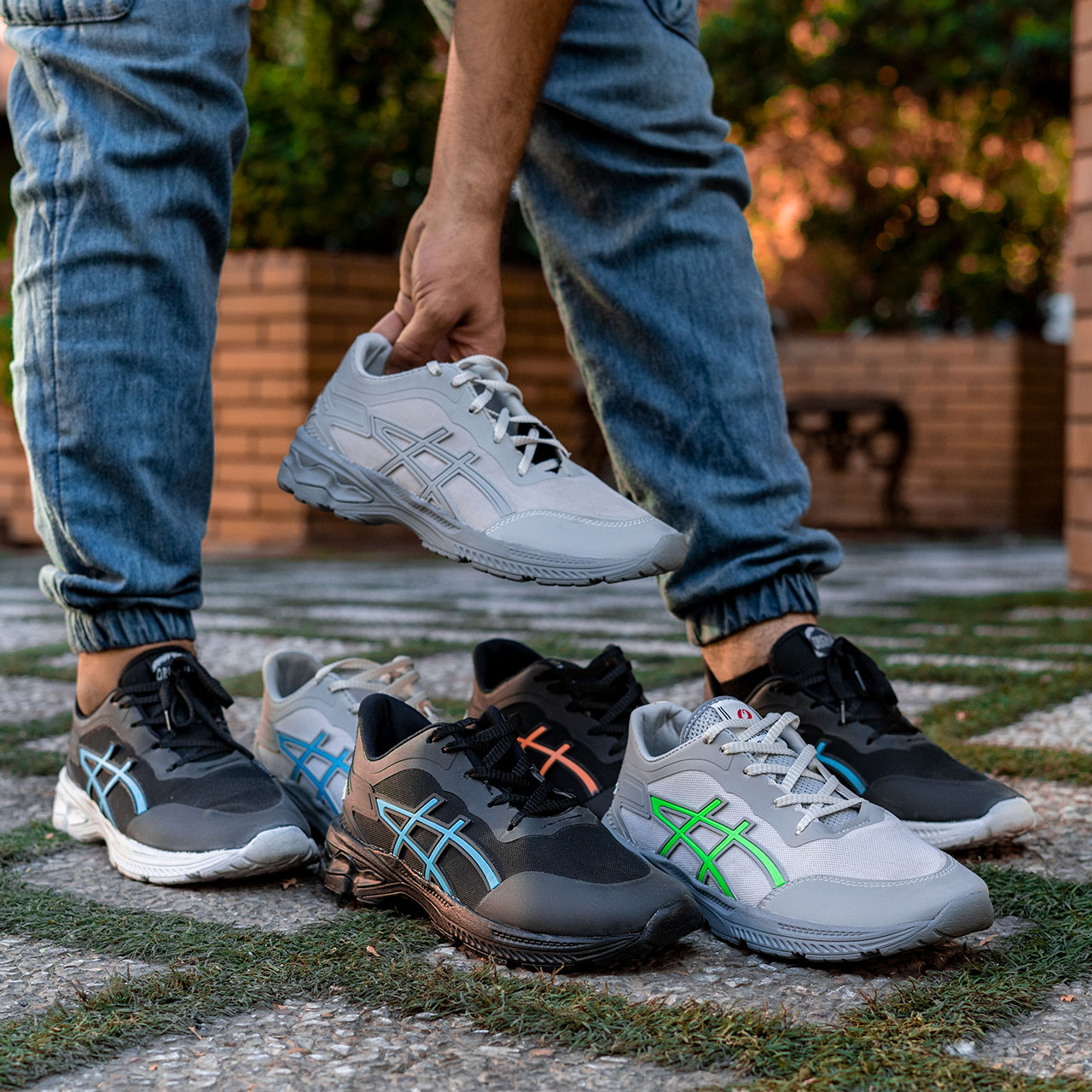 کفش ورزشی طوسی سبز زیره طوسی مردانه مدل Rail