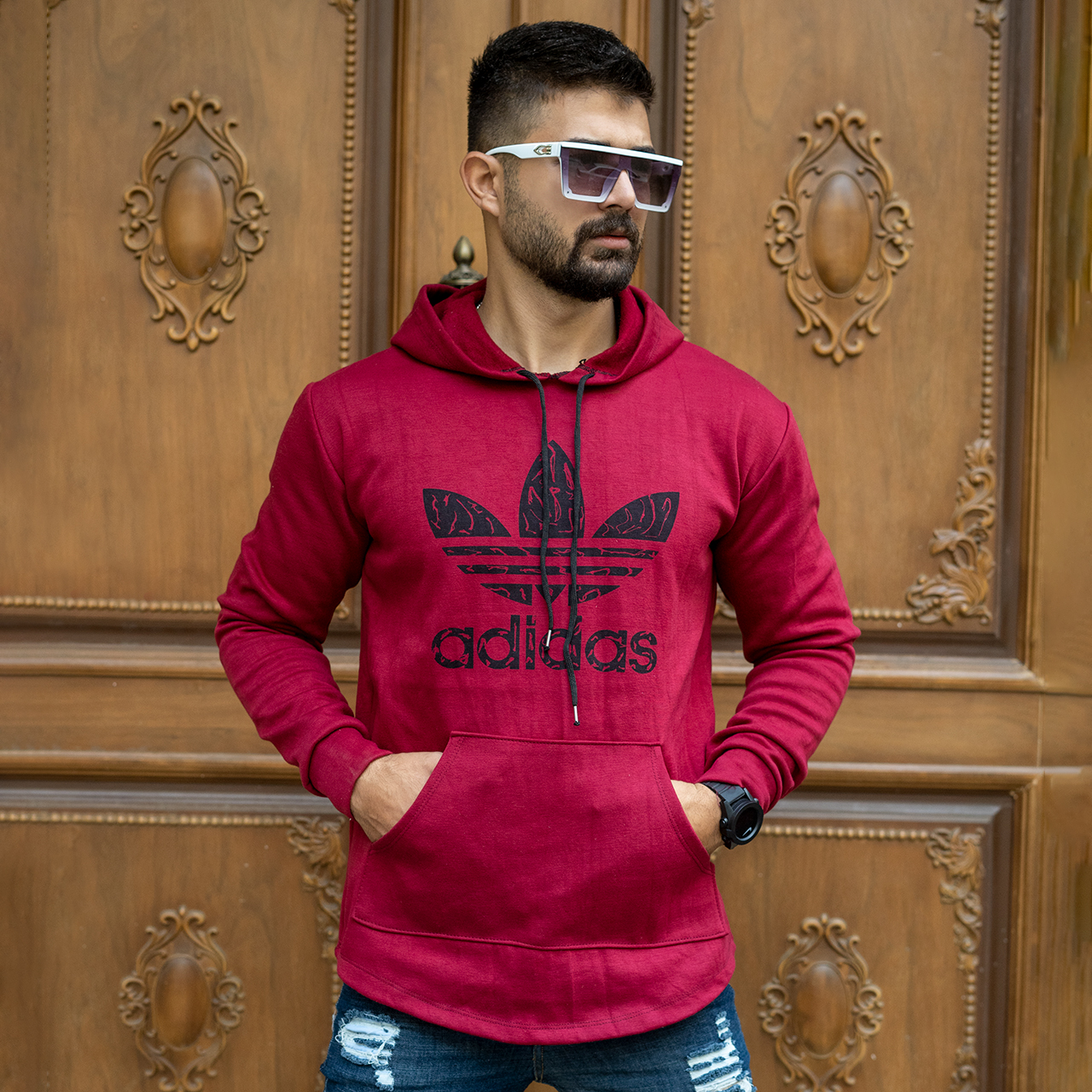 هودی Adidas مردانه زرشکی مدلQs