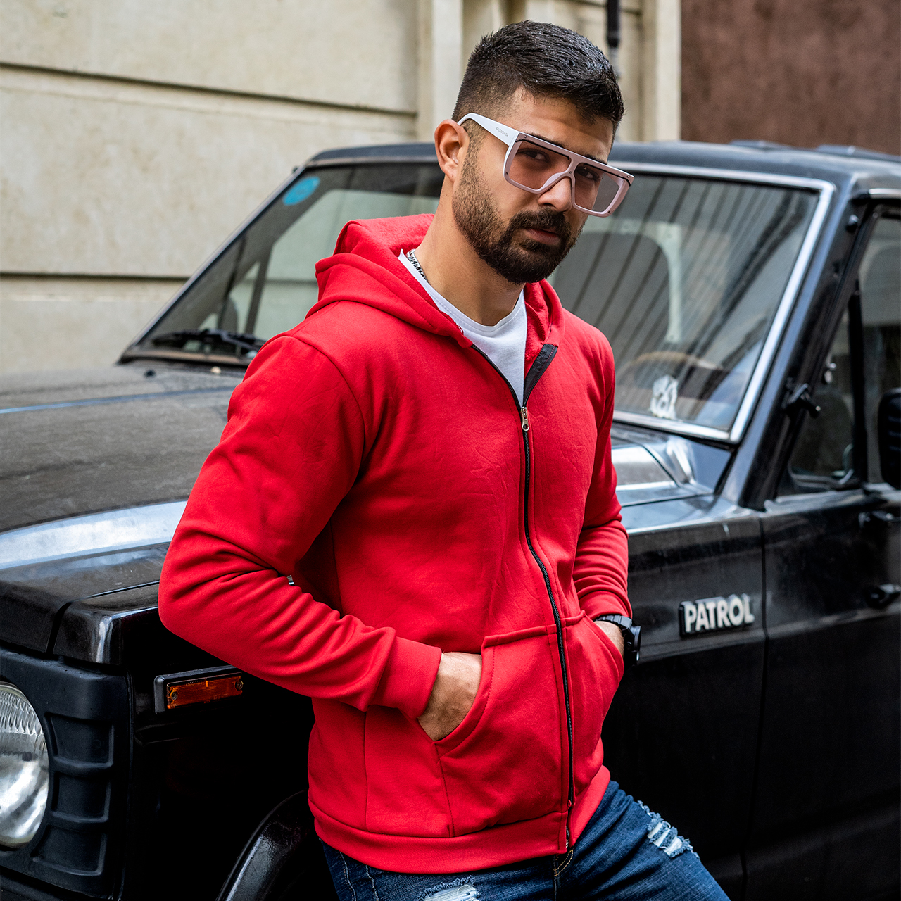 سوییشرت قرمز مردانه مدل sabin