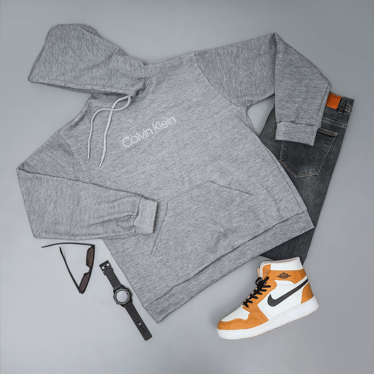 هودی مردانه طوسی Calvin Klein مدل DATAM