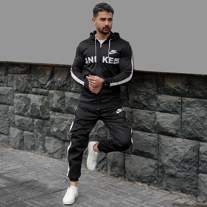 ست سوییشرت شلوار مردانه مشکی مدل Rezin