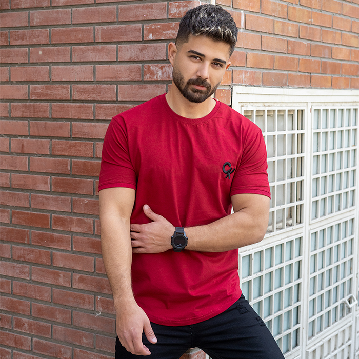 تیشرت مردانه زرشکی مدل Ck