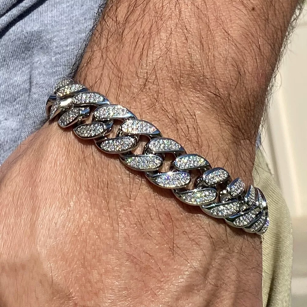 دستبند نقره ای مردانه کارتیر مدل فول نگین