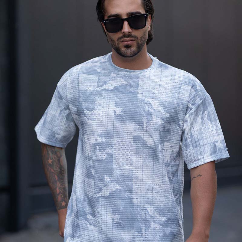 تیشرت مراکشی چاپی طوسی مردانه مدل Ramin