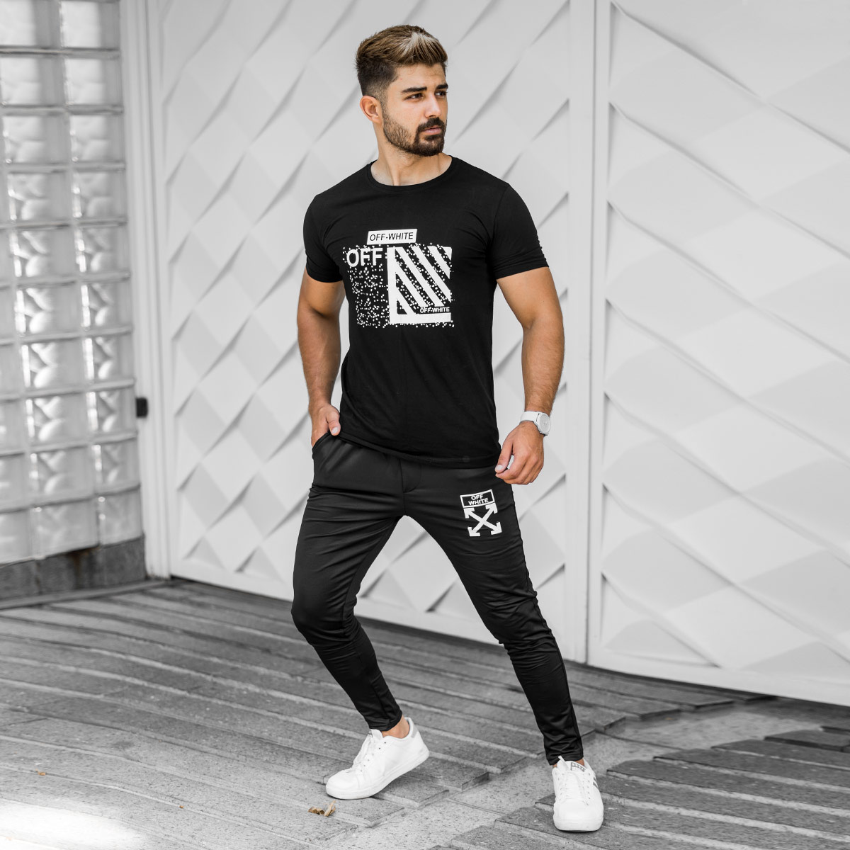 ست تیشرت شلوار OFF-WHITE مردانه مدل SANCHI