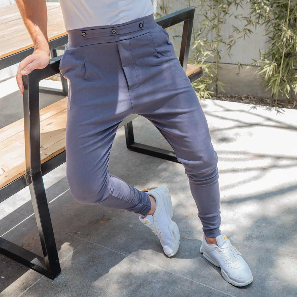 شلوار اسلش سه دکمه طوسی مردانه مدل Kavano