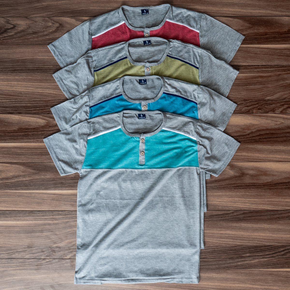 تیشرت مردانه طوسی تیره زرشکی مدل Ratim(T)