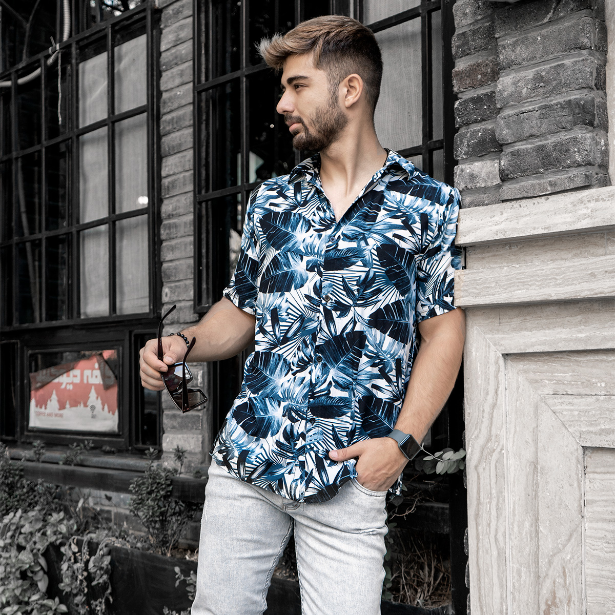 پیراهن هاوایی مردانه مدل Saviz